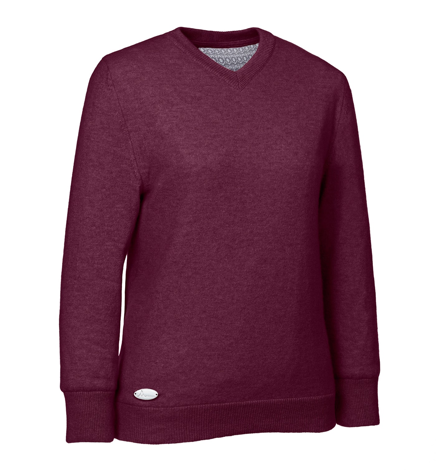 Viktorias Athleisure Kaschmirpullover mit V-Ausschnitt für Damen und Herren - High-Tech-Innenfutter in Bordeaux. Klima-aktiv: Ideal zum Golfen, Segeln, Reiten, Wandern und Radfahren. Luxuriöser Komfort für den aktiven Freizeitbereich. Ein Must-Have-Pullover für aktive Lebensstile - immer perfekt gekleidet.