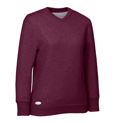 Viktorias Athleisure Kaschmirpullover mit V-Ausschnitt für Damen und Herren - High-Tech-Innenfutter in Bordeaux. Klima-aktiv: Ideal zum Golfen, Segeln, Reiten, Wandern und Radfahren. Luxuriöser Komfort für den aktiven Freizeitbereich. Ein Must-Have-Pullover für aktive Lebensstile - immer perfekt gekleidet.